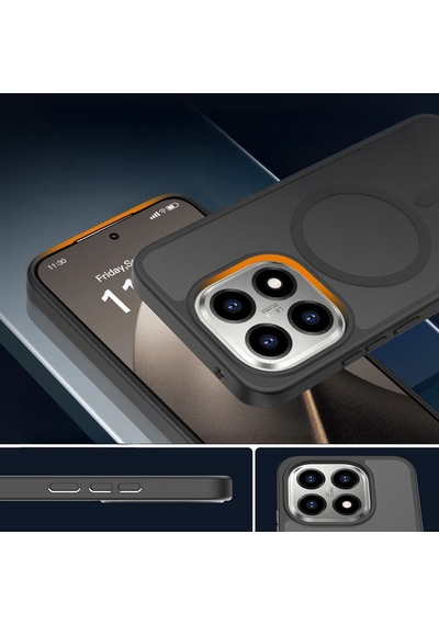 Vendas Xiaomi 15t Kılıf Sert Pc Arka Yüzey Wireless Şarj Özellikli Jota M-safe Kapak + Lens Koruyucu Siyah