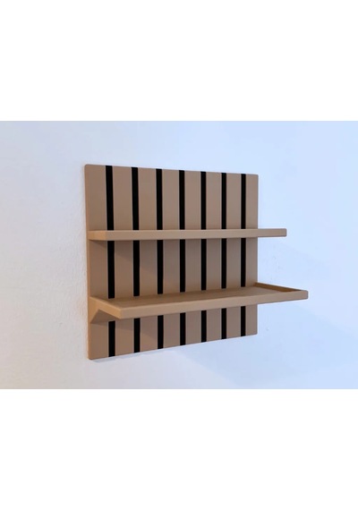 Buradabulabilirsin 3d Baskı Duvara Monte Çizgili Panel Raf İki Katlı Dekoratif Duvar Rafı Organizer Düzenleyici - Bej Bbz