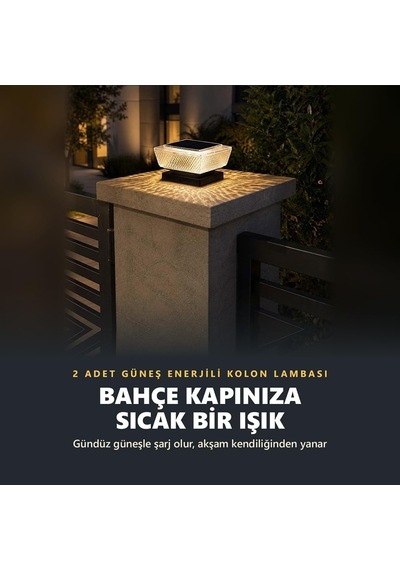 Solar Kolon Başı Ve Duvar Üstü Lambası, Şeffaf, 2 Adet, Gt-sl51