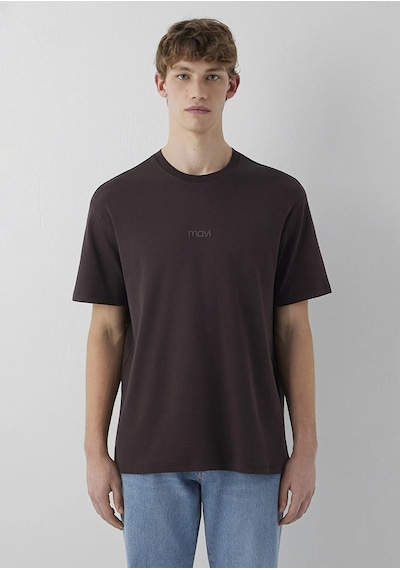 Mavi Erkek Logo Baskılı İnterlok T-shirt M0613102 Kahverengi