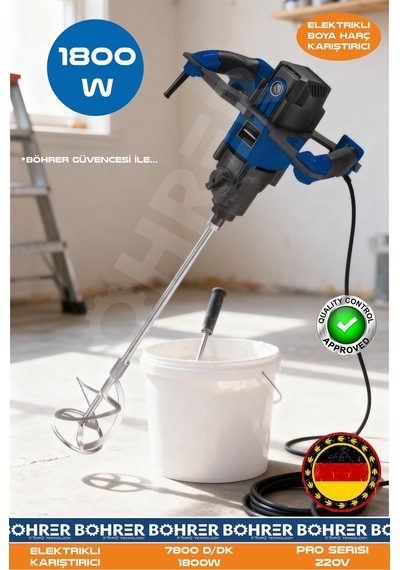 Böhrer Ba011300 Elektrikli 7800d/dk 1800w 220v Pro Serisi Boya Harç Karıştırıcı