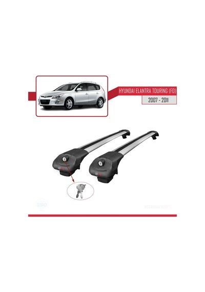 Hyundai Elantra Touring Fd 2007-2011 Arası İle Uyumlu Ace-1 Ara Atkı Tavan Barı Gri