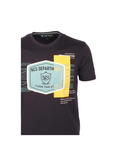 Ncs Siyah Bisiklet Yaka Slim Fit Dar Kesim Baskılı T-shirt 1216-siyah Siyah