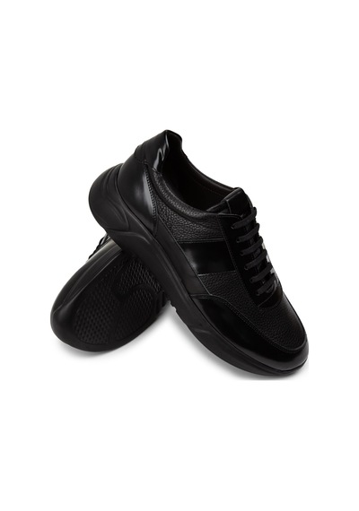 Deery Hakiki Deri Siyah Erkek Sneaker Ayakkabı - 01963Msyhe01 Siyah