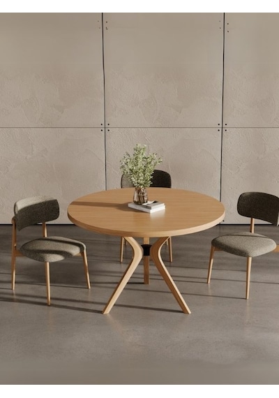 Haven Pergel İskandinav Doğal Ahşap Mutfak Masası 100x100 Natural