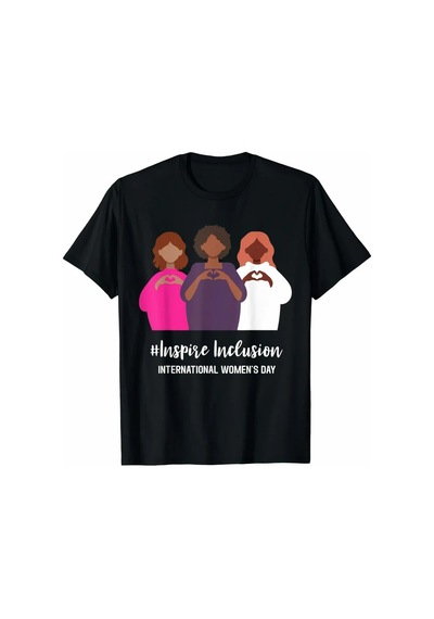 8 Mart Dünya Kadınlar Günü Baskılı Oversize Bisiklet Yaka T-shirt - Siyah