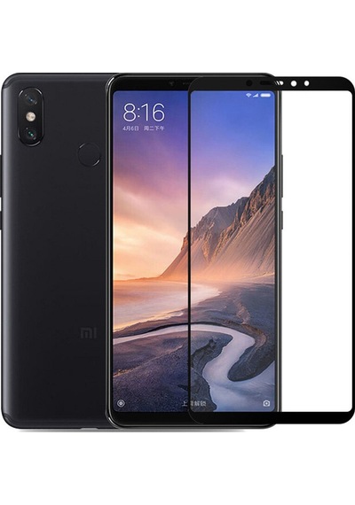 Xiaomi Mi Max 3 Tam Kaplayan Çerçeveli Tempered Cam - Siyah