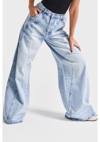 Itsbasic Kadın Kot Rengi 4s5-3 Mega Baggy Fit Süper Bol %100 Koton Rahat Kesim Denim Jean Mavi Itsbasic Kadın Kot Rengi 4s5-3 Mega Baggy Fit Süper Bol %100 Koton Rahat Kesim Denim Jean Mavi