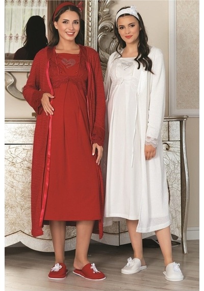 Mecit Pijama Lohusa Sabahlık-Gecelik Set (552633822)