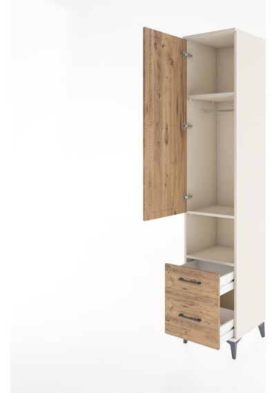 Hyperion Dolap 3 Raflı 2 Çekmeceli Tek Askılı 44x44x221 Aytaşı-çam Aytası