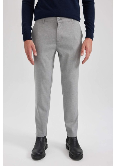 DeFacto Twill Chino Pantolon Slim Fit Dar Kesim Dar Paça Basic Düz Cepli B2091AX23AUGR390