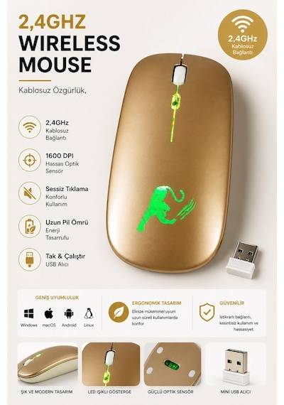 2.4 Ghz Usb Wireless Kablosuz Şarjlı Mouse Rgb Led Işıklı 800-1600 Dpi Ayarlanabilir Sessiz Click Mouse Diğer 2.4 Ghz Usb Wireless Kablosuz Şarjlı Mouse Rgb Led Işıklı 800-1600 Dpi Ayarlanabilir Sessiz Click Mouse Diğer