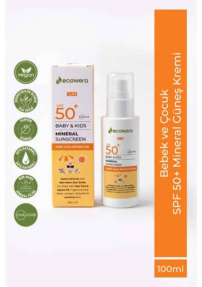 Ecowera Spf50+ Baby&Kids Mineral Güneş Kremi 100 Ml