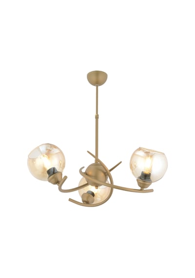 Pireal 3'lü Yuvarlak Eskitme Bal Camlı Modern Oturma Odası Salon Avize Eskitme