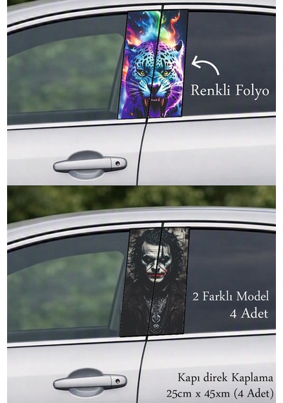 Araç Görünümüne Uyumlu Kapı Direk Folyo Sticker Etiket