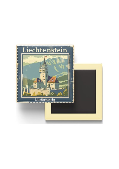 9x9 Cm Buzdolap Magnetleri - Lihtenştayn - Liechtenstein - 2'li Pul Ve Bayrak Seti