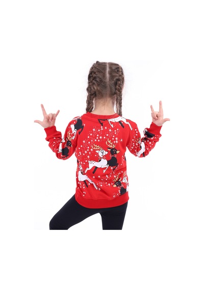 Toontoy Kids Toontoy Kız Çocuk Baskılı Sweatshirt Kırmızı