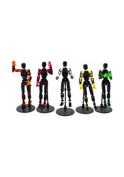 5 Li Hareketli Robot Oyuncak 13 Cm Pozlanabilir Eklemli Robot Figür Seti Stand Dahil