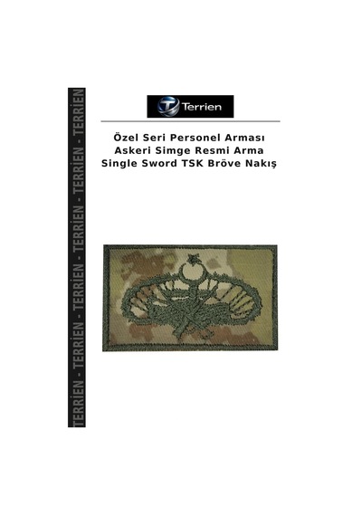 Terrien Özel Seri Personel Arması Askeri Simge Resmi Arma Single Sword Tsk Bröve Nakış Çok Renkli