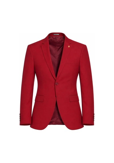 Plus Scorpion Erkek Mono Yaka Tek Düğmeli Çift Yırtmaçlı Blazer Ceket Premium Dokuma Kumaş, 8 Renk Kırmızı
