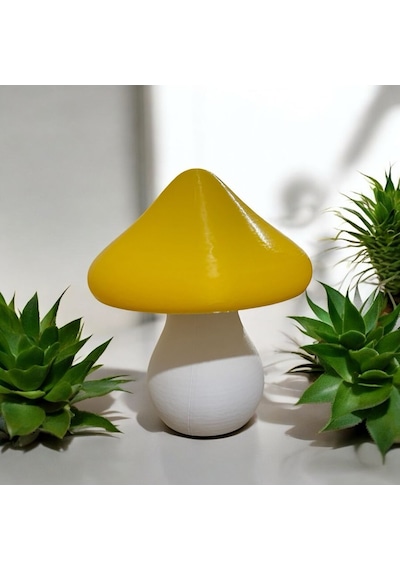 Led Mantar Gece Lambası Pilli, Renkli Ve Dekoratif Işık Sarı