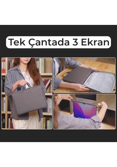 NPO NPM680 14" FHD 1080p IPS Type-C Taşınabilir Dizüstü 3lü Monitör Çoklayıcı Notebook Monitör