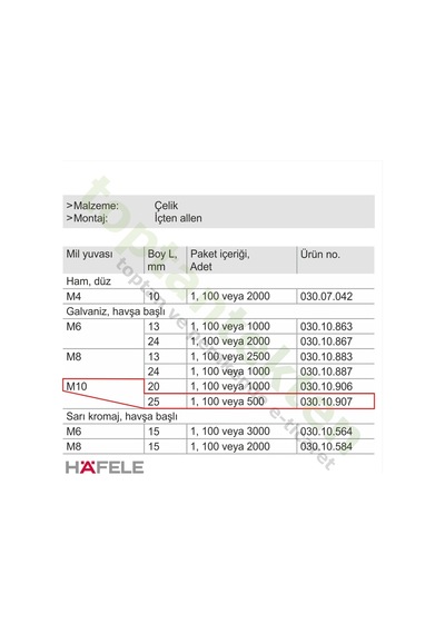 Hafele Dübel Çelik Galvaniz Havşa Başlı M10X25Mm Hafele Dübel Çelik Galvaniz Havşa Başlı M10X25Mm