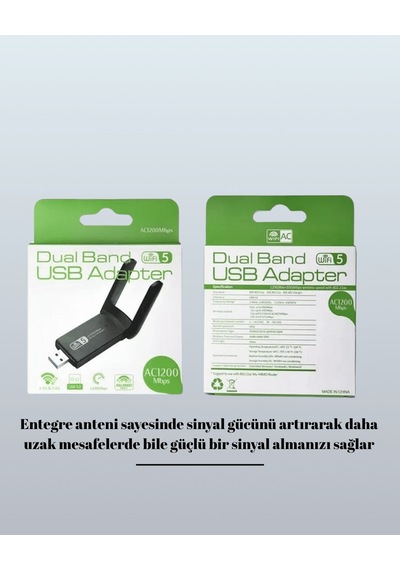Usb Wifi Adaptörü 5g Destekli Dual-band 58578249