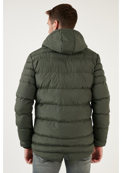 Buratti Su Itici Slim Fit Soğuğa Ve Rüzgara Dayanıklı Kapüşonlu Şişme Erkek Mont 649005 Haki