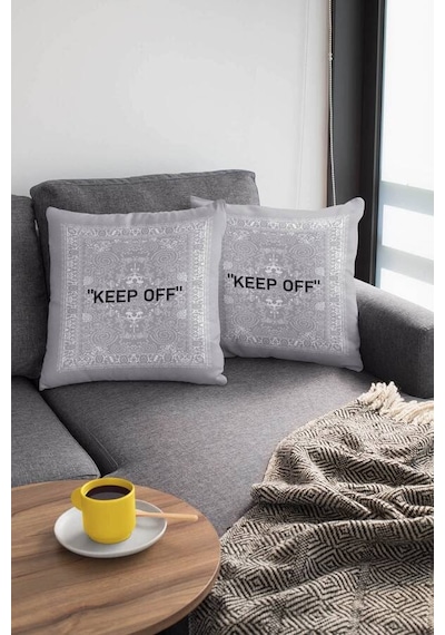 Gri Keep Off Çift Taraflı Yastık Kırlent Kılıfı Krl452n11