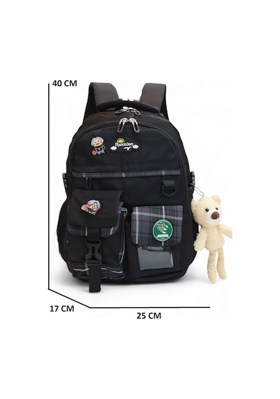 Relaxion 2174-1450 İthal Kore Tarzı Unisex Çocuk İlkokul Sırt Çantası Siyah