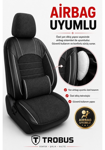Fiat Tipo 1990-2000 Uyumlu Levante Serisi Füme Beyaz Oto Koltuk Kılıfı