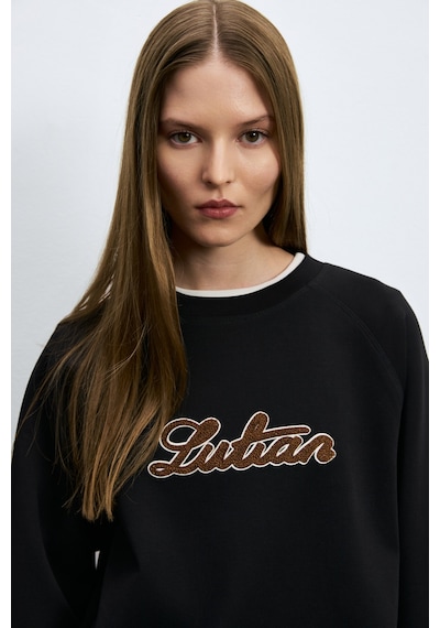 Lufian Ander Kadın Örme Sweatshırt Siyah Siyah 122030029100100