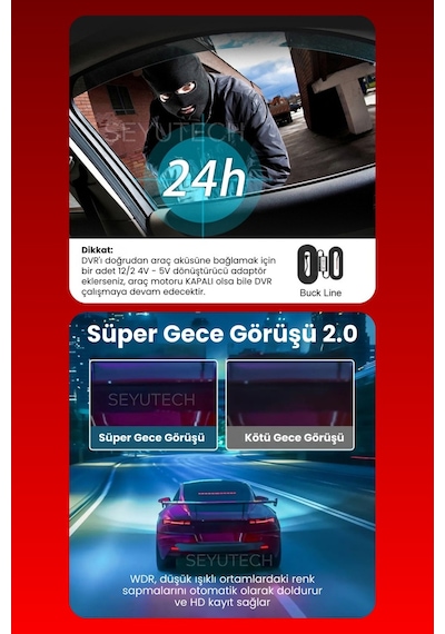 Harvox Araç Içi Hd Kamera 3 Kameralı Wifi Özellikli 1080p Full Hd Gece Görüşlü G-sensör Dashcam A98