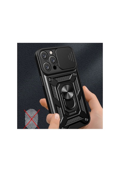Apple İphone 16 Pro Max Kılıf Pars Lens Yüzüklü Silikon - Siyah Çok Renkli