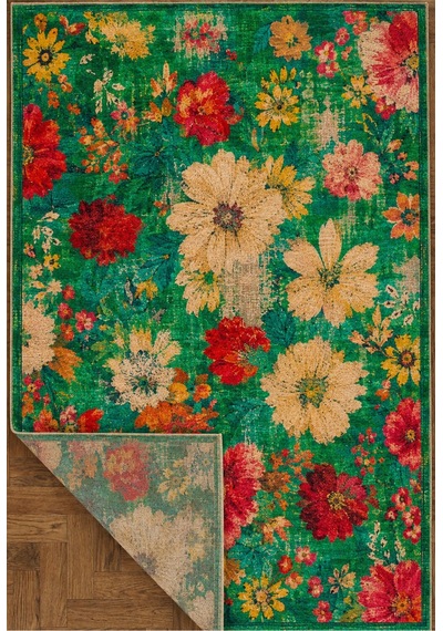 Doğal İplik Şönil Dokuma Pamuk Taban Halı Koridor Halısı Kilim Antre, Salon Ofis Genç Odası Yeşil - Renkli 912492717 Yeşil - Renkli