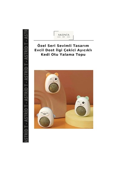 Özel Seri Sevimli Tasarım Evcil Dost İlgi Çekici Ayıcıklı Kedi Otu Yalama Topu