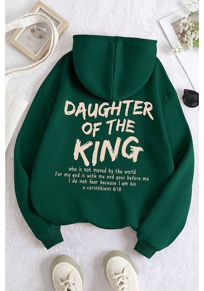 Uyguntarz Daughter Of The King Baskılı Oversize Sweatshirt Yeşil