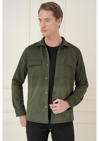 Efor G 1578 Slim Fit Haki Klasik Gömlek Haki