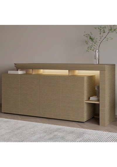 İnarch Dizayn Beliz Led Işıklı Modern Konsol 170 Cm, 4 Kapaklı Ve İç Raflı Depolama, Şık Tasarım Sıcak Meşe İnarch Dizayn Beliz Led Işıklı Modern Konsol 170 Cm, 4 Kapaklı Ve İç Raflı Depolama, Şık Tasarım Sıcak Meşe