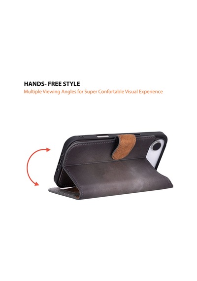 Bloomcase Magic Wallet Ash Mist Gray Hakiki Deri Apple Uyumlu iPhone 17 Air 6.5" Cüzdanlı Telefon Kılıfı Gri