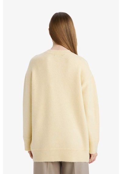 Defacto Loose Fit Bisiklet Yaka Triko Kazak Tunik G7239ax25cwyl435 Sarı-yl435