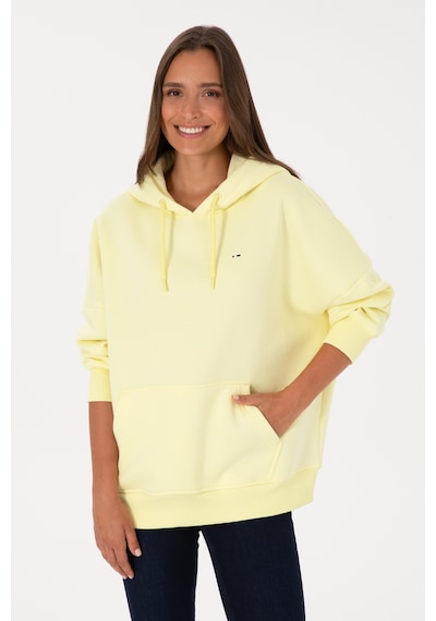 U.S. Polo Assn. Kadın Sarı Şardonlu Kapüşonlu Sweatshırt 50313567-VR044