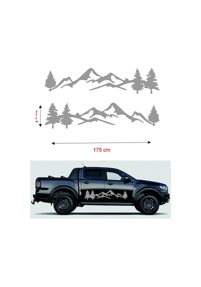 Off Road - Yan Kapı Sticker- Dağ Çam Doğa 175x27cm 2 Adet