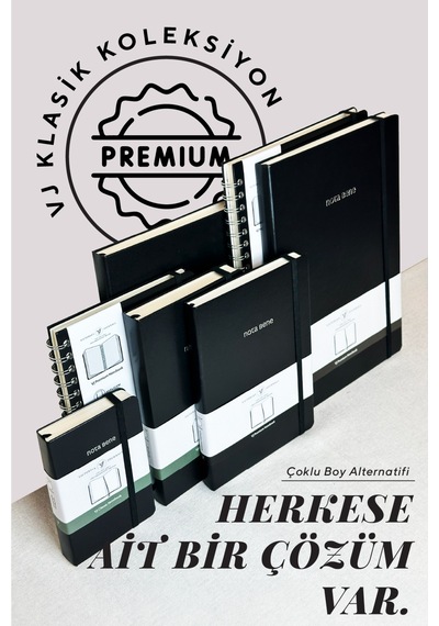 Nota Bene Classic Sert Kapak Defter, 19x25 Cm, Çizgili Siyah