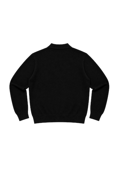 Battalmoda Erkek Büyük Beden Siyah Düğmeli Polo Yaka Triko Kazak 3xl-4xl-5xl-6xl
