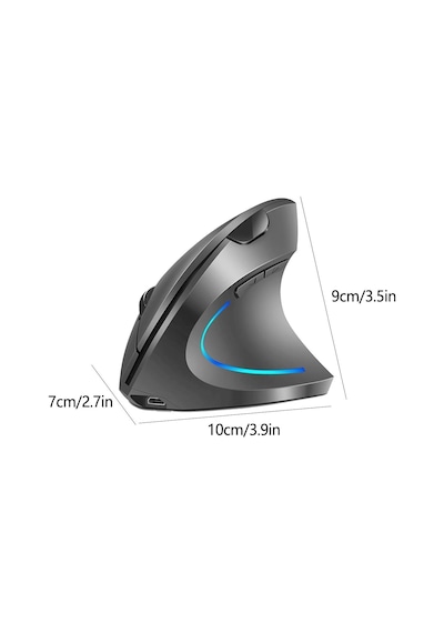 Ergonomik Dikey Kablosuz Mouse, 2.4 Ghz Usb Alıcı Ve Bluetooth Bağlantılı, Type-c Şarjlı, 6 Tuşlu, Ayarlanabilir Dpı, Windows Mac Linux Uyumlu 7043 Siyah