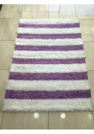 Saray Halı Otantik 125x180 Beyaz Lila El Örgüsü Tüylü Halı !