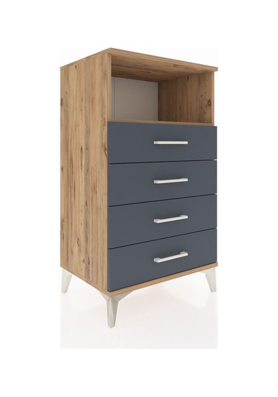 Hyperion Komodin Tek Raflı 4 Çekmeceli 60x44x106 Çam-antrasit Atlas Çam