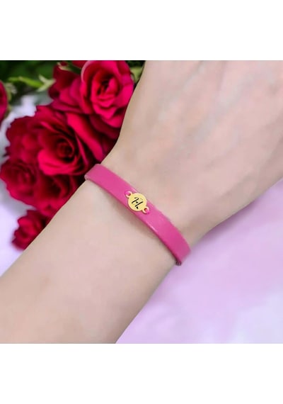 Archin Ü Harfine Özel 14 Ayar Altın Plakalı Yuvarlak Motifli Pembe Derili Hediye Bileklik-394harf Ü Archin Ü Harfine Özel 14 Ayar Altın Plakalı Yuvarlak Motifli Pembe Derili Hediye Bileklik-394harf Ü
